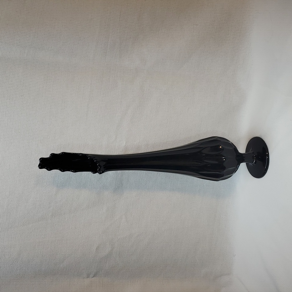 Vintage 1968-69 Fenton 17” Ebony (Black Amethyst) Glass Thumbprint Swung Vase